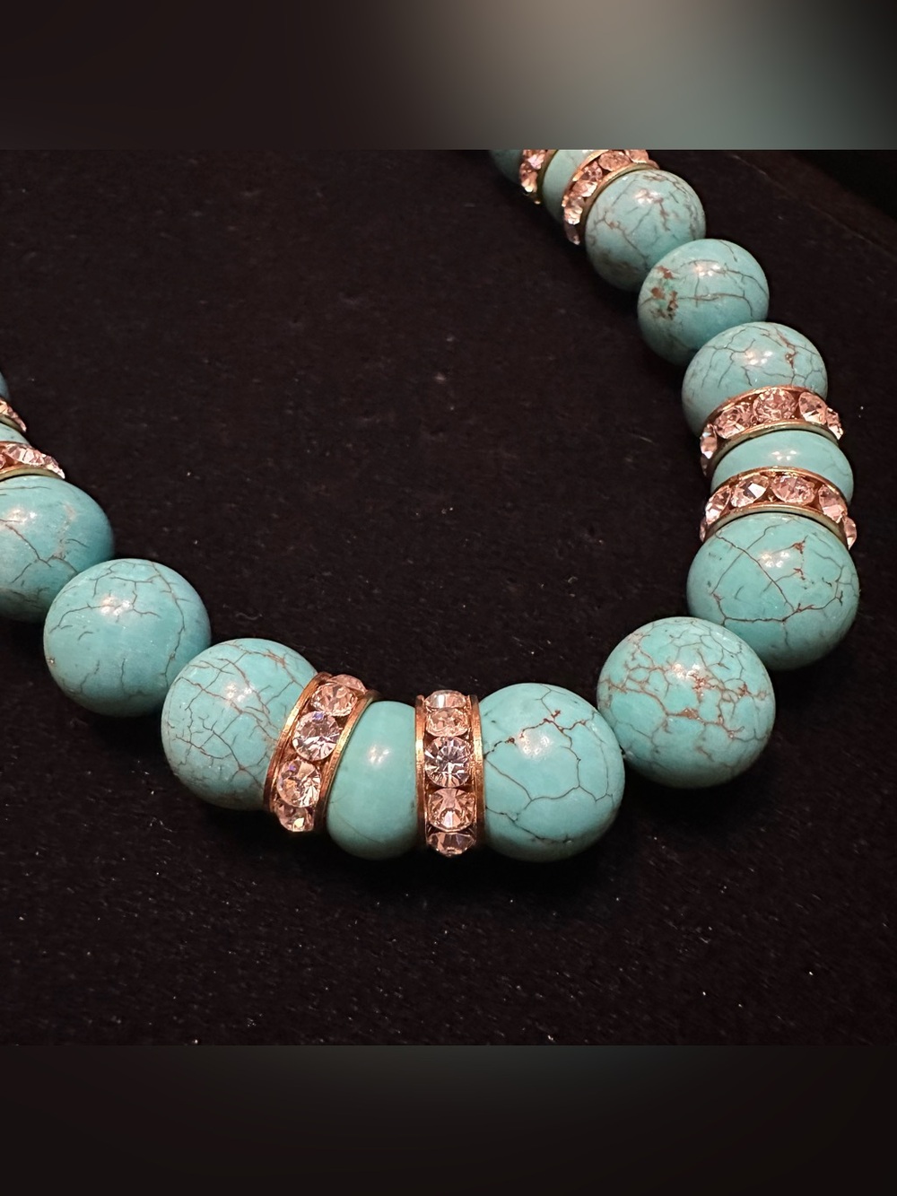Real Collectibles by Adrienne HSN Turquoise & Diamonite Statement Necklace Chunk
